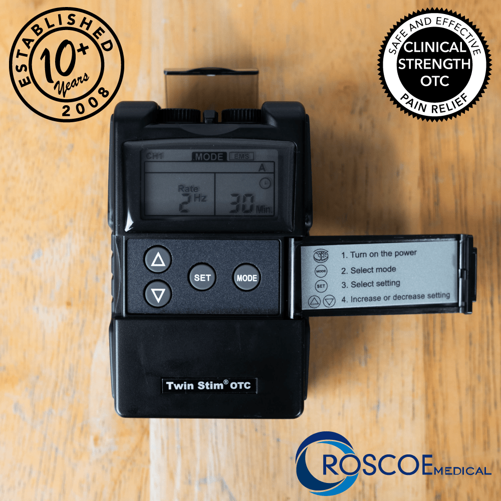 Roscoe Medical TENS Unit and EMS Muscle Stimulator, 2 Channel