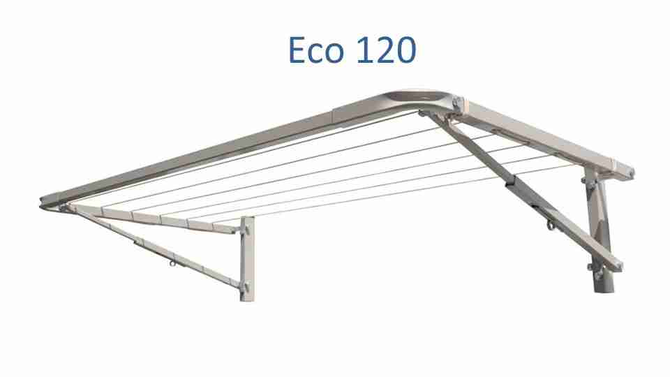 eco 120 clothesline at 1.1m wide and multiple depths installed onto brick wall