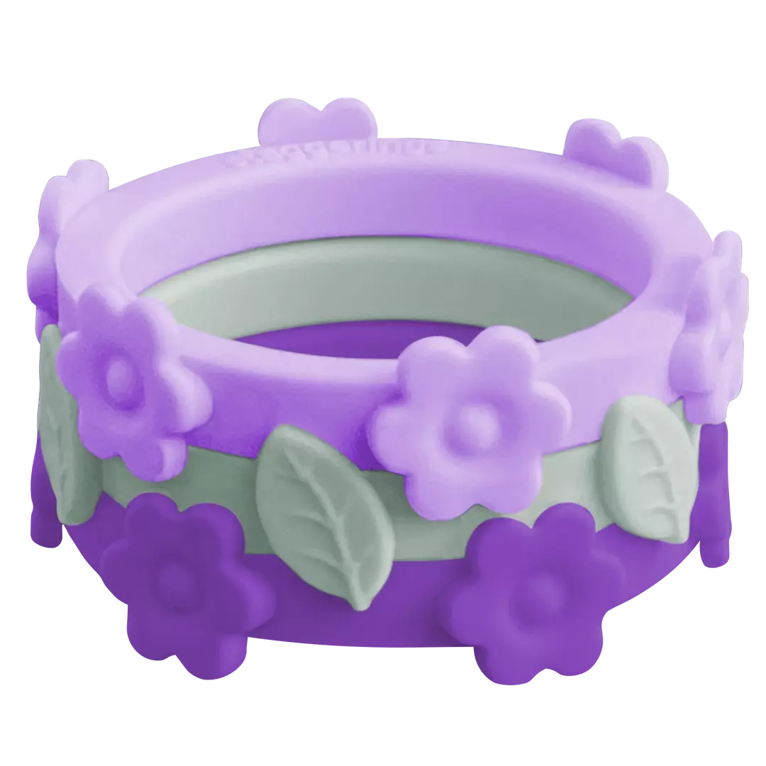 Bundle Flower Flowers Lavender Leaf Nestable Purple Ring Sage Valentine Valentine's Valentines Day Violet Silicone Ring