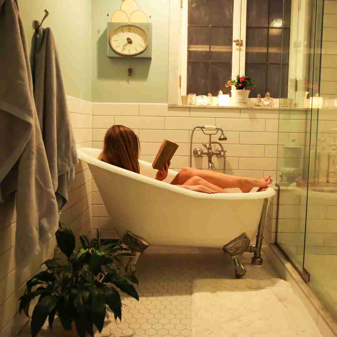 Woman taking a bath