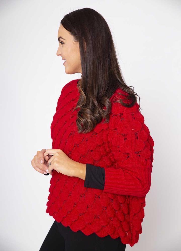 Wave Chunky Jumper in Red