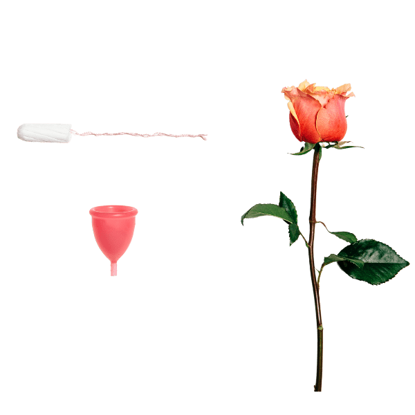 tampon et cup avec une rose