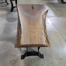 live edge walnut wood coffee table steel base