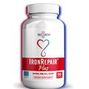 Product bottle: Iron Repair Plus is a natural iron supplement for iron deficiency and low ferritin, made from concentrated, non-GMO, grass-fed, grass-finished bovine spleen with added vitamin B-12 and folate. Iron Repair Plus is gentle on the stomach and highly bioavailable, unlike synthetic iron supplements like ferrous sulfate that often cause constipation and nausea. Each bottle of Iron Repair Plus contains 90 capsules, taken daily to support healthy ferritin, hemoglobin, and iron levels