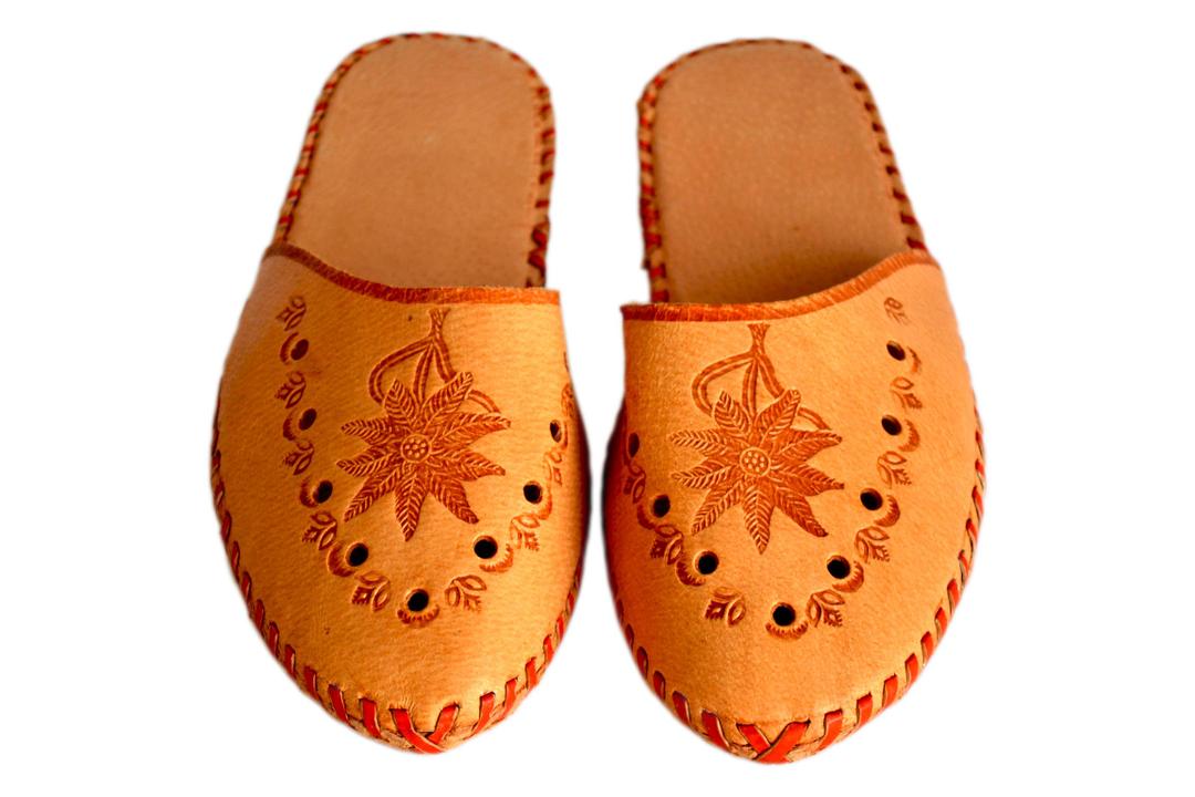 Sara - House Leather Slippers For Women - Reindeer leather2