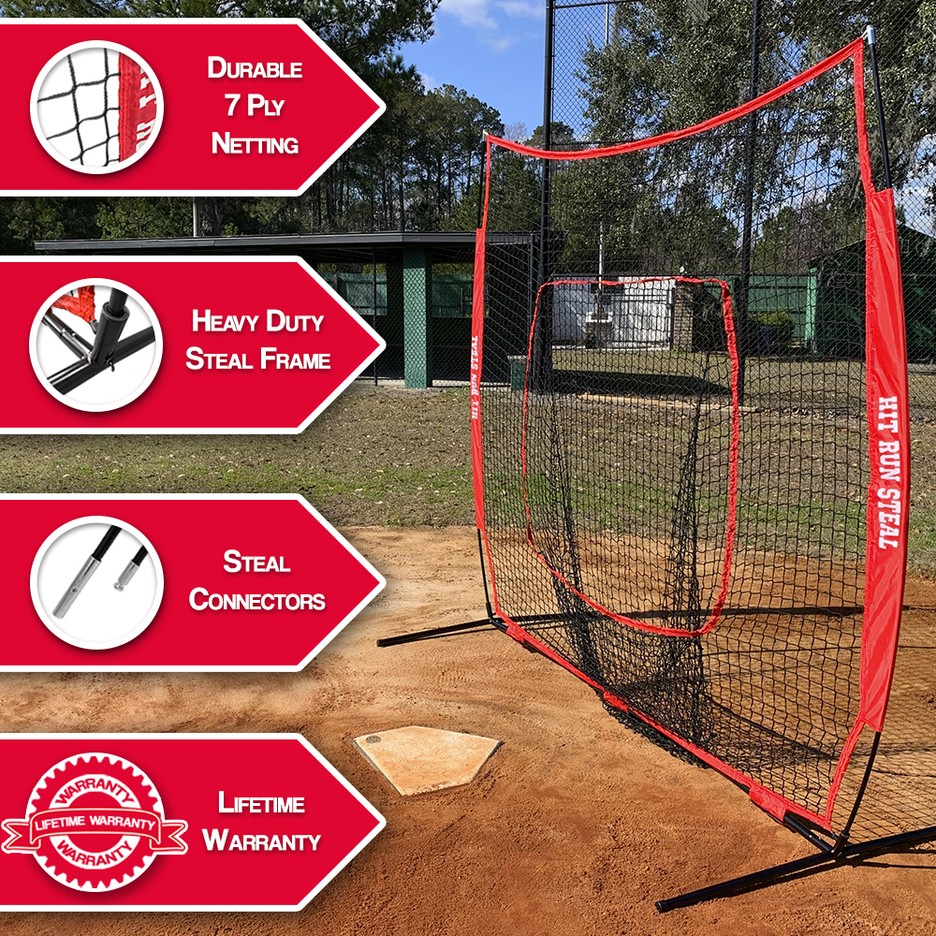 Sport Nets Baseball / Softball Hitting Net - 7 x 7 Practice Large Mout