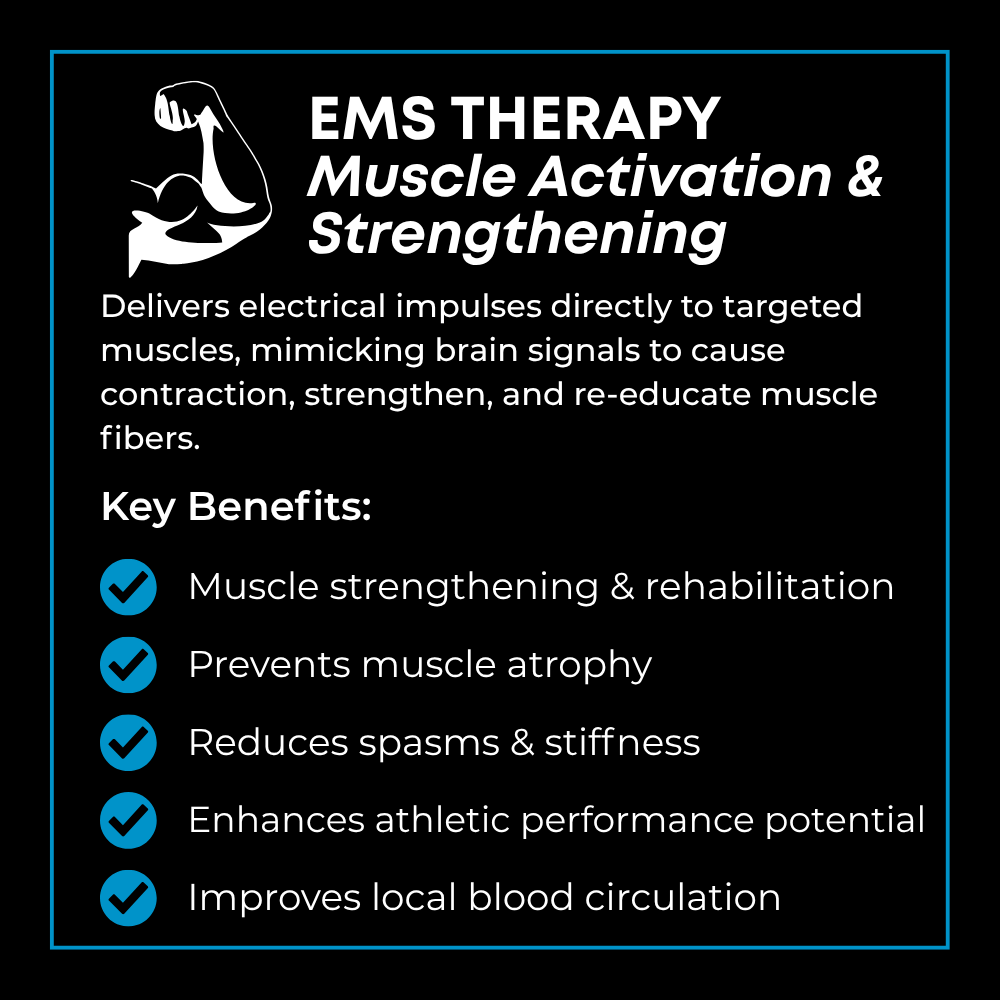 A graphic explaining what EMS Therapy is and its key benefits