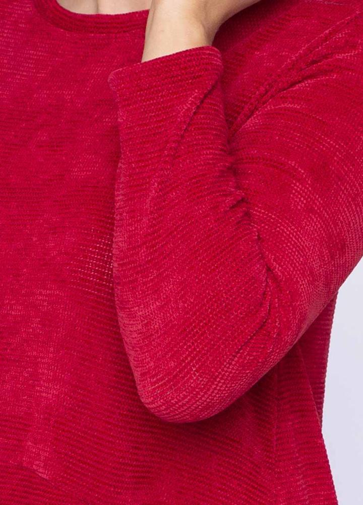 Velour Pocket Dress in Red