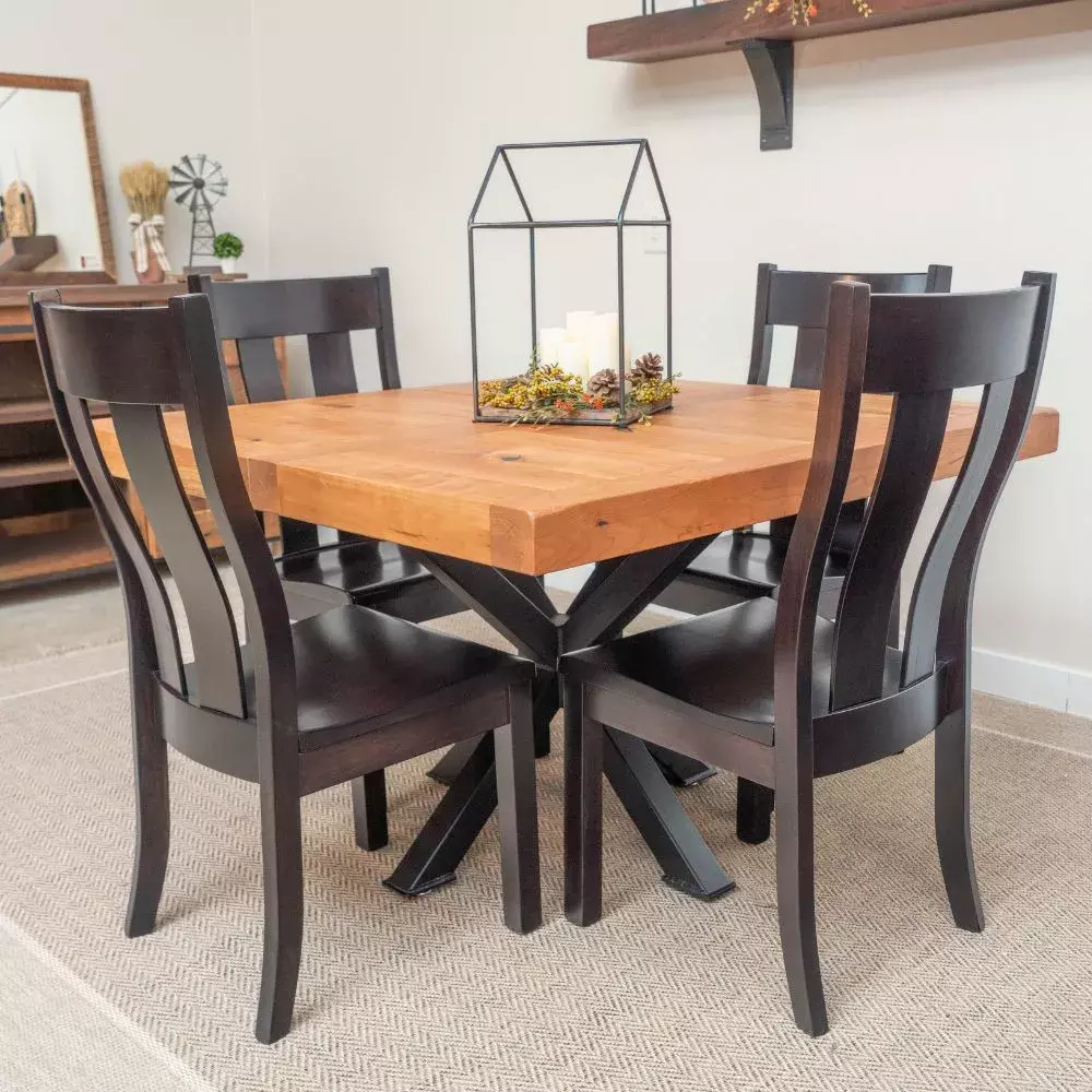 square rustic cherry dining table
