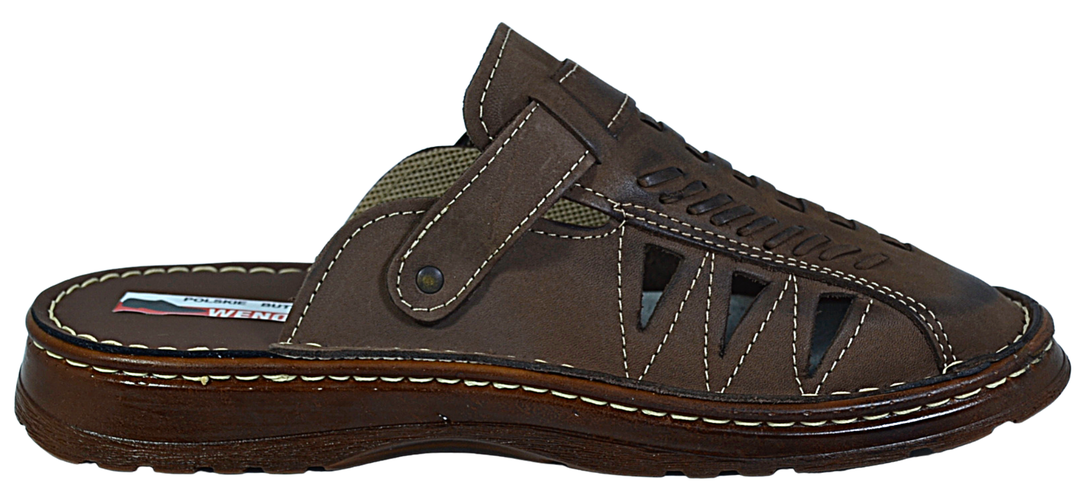 Oliver - Mens summer leather backless slippers - Reindeer Leather