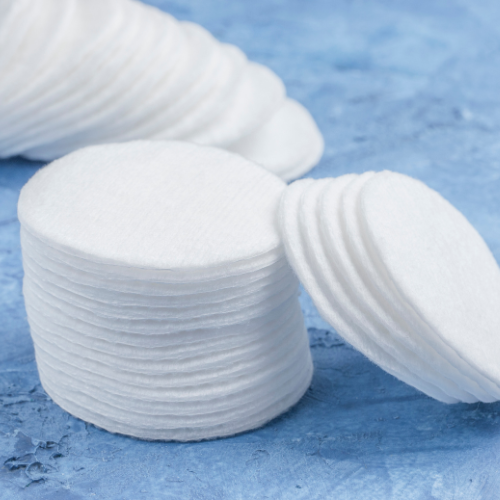 close-up of stack of cotton pads.
