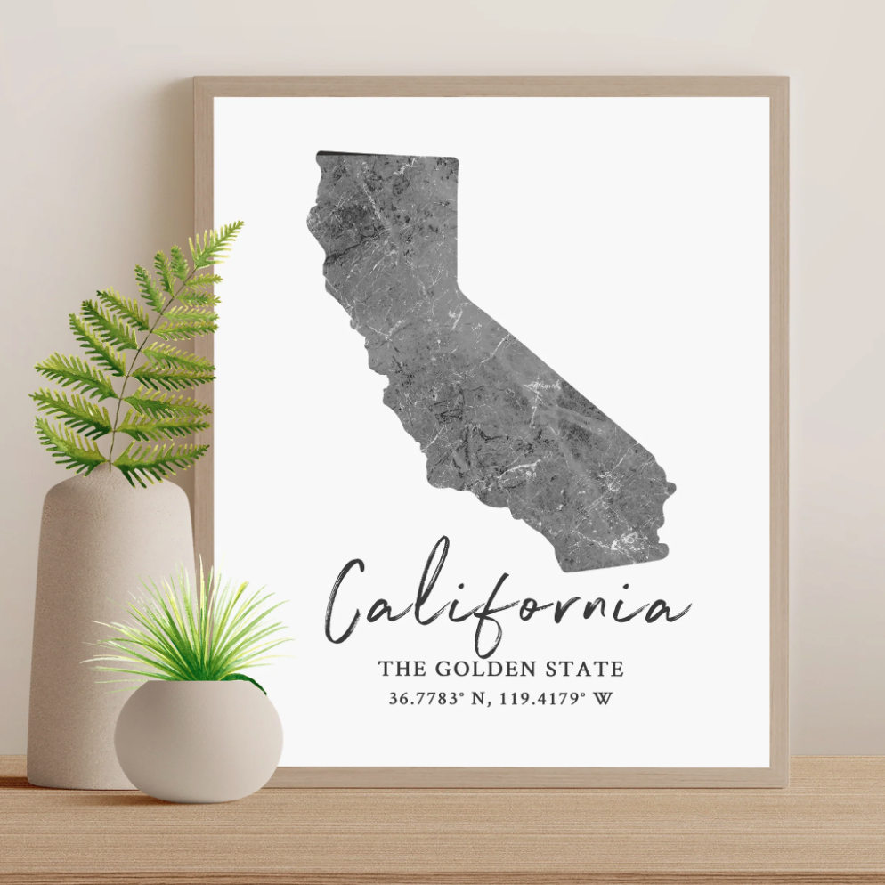 California State Map Silhouette print