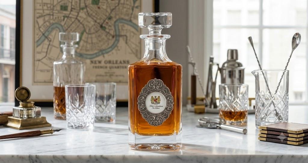 Custom Decanter with Silver Medallion and YOUR logo