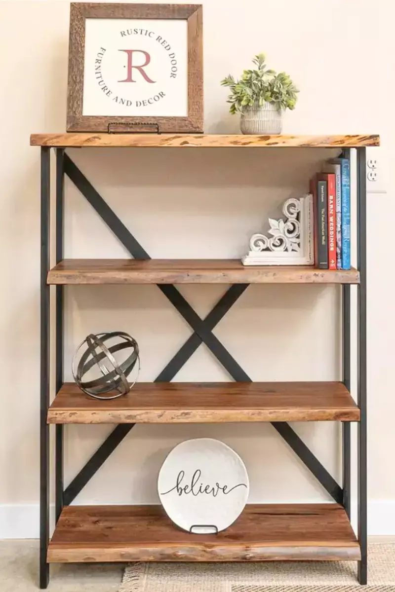 Walnut live edge bookshelf