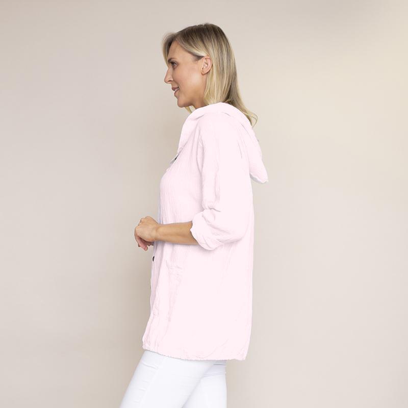 Crinkle Cotton Hoody Jacket (Baby Pink)