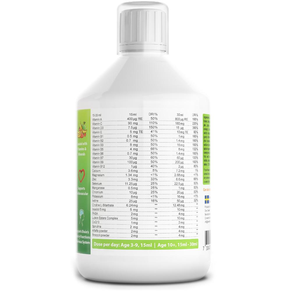 Swedish Nutra Super kids MultiVitamin Age 3+ Back Bottle