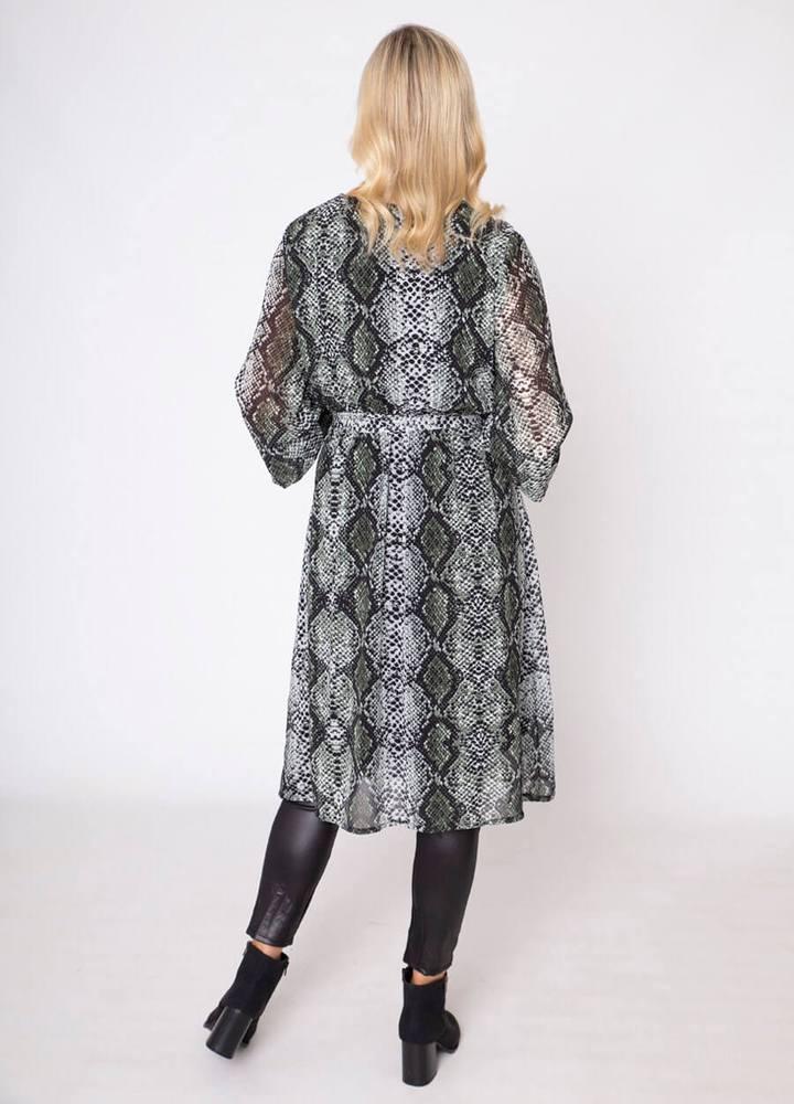 Snake Print Wrap Midi Dress