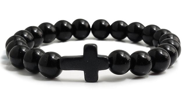 Stone Cross Bracelet - Black