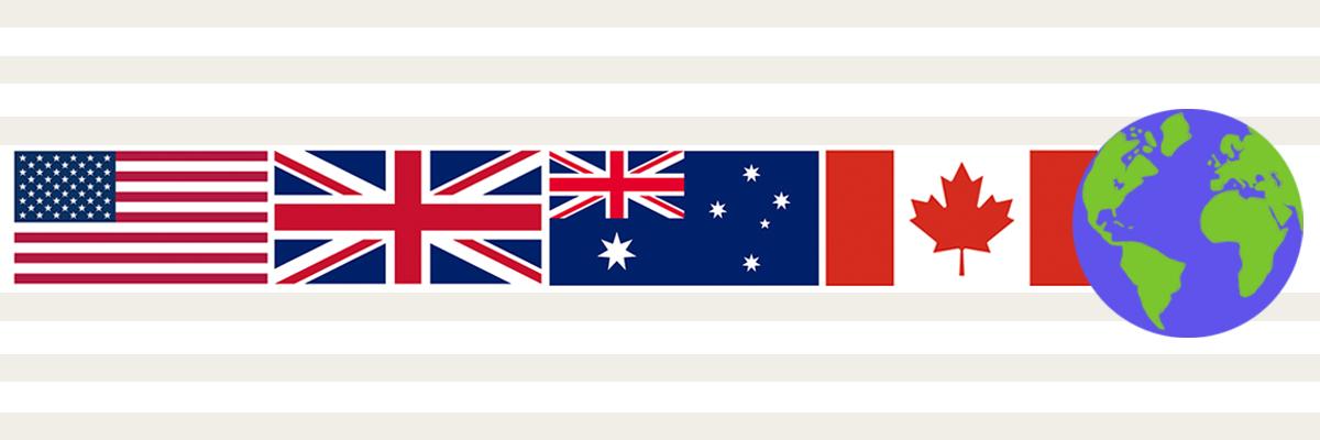 The flags of the United States, United Kingdom, Australia and Canada are displayed, along with a globe representing where to buy a Manta Sleep Mask online.