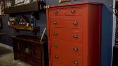 red farmhouse dresser