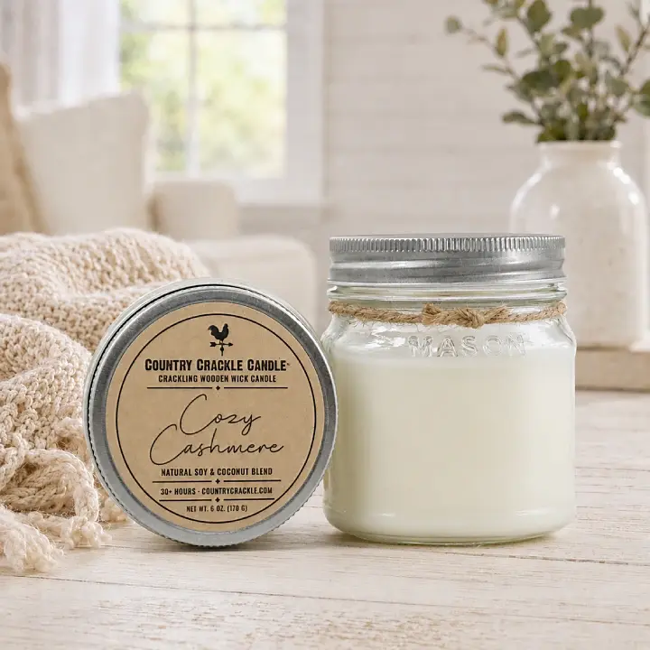 small wooden wick soy candle