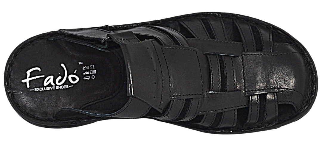 Fado - Mens black clog slippers - Reindeer Leather