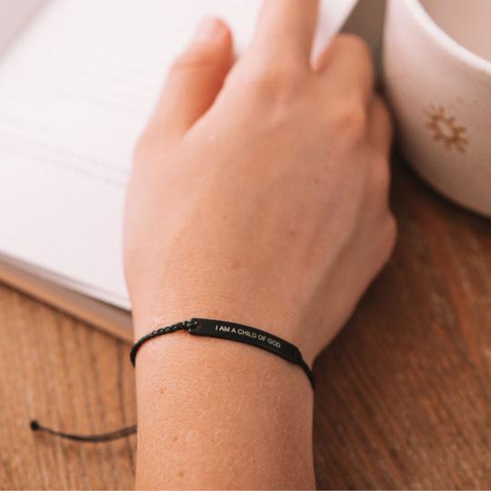 I AM A CHILD OF GOD Braided Bar Bracelet Faithlets