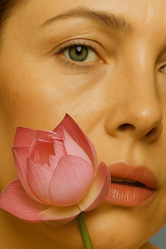 Women face and a flower