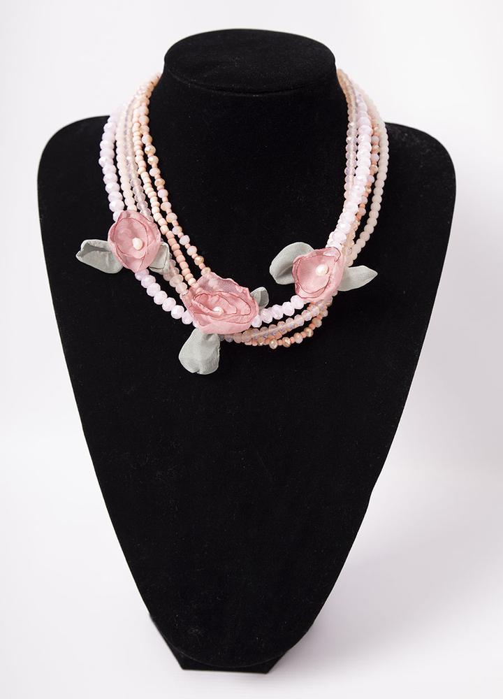 Pink Stone Flower Necklace