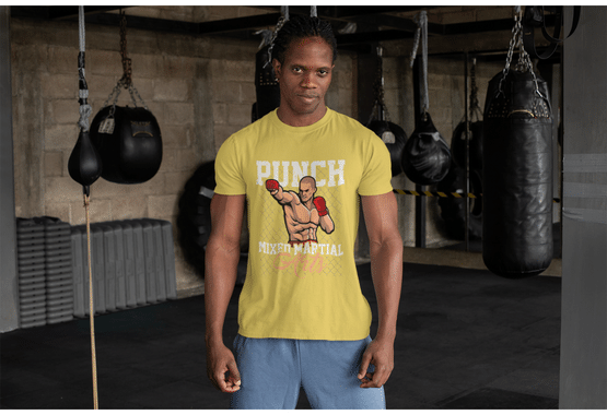 martial arts shirt, boxing t shirt, punch t shirt, yellow color t shirt, mma t shirts, fighter t shirt, bjj t shirt, taekwondo t shirt, mma legend t shirt, fight t shirt, t shirt for men