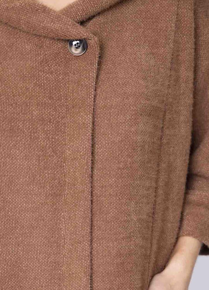 Round Neck 3/4 Sleeve Coat/Cardi in Brown