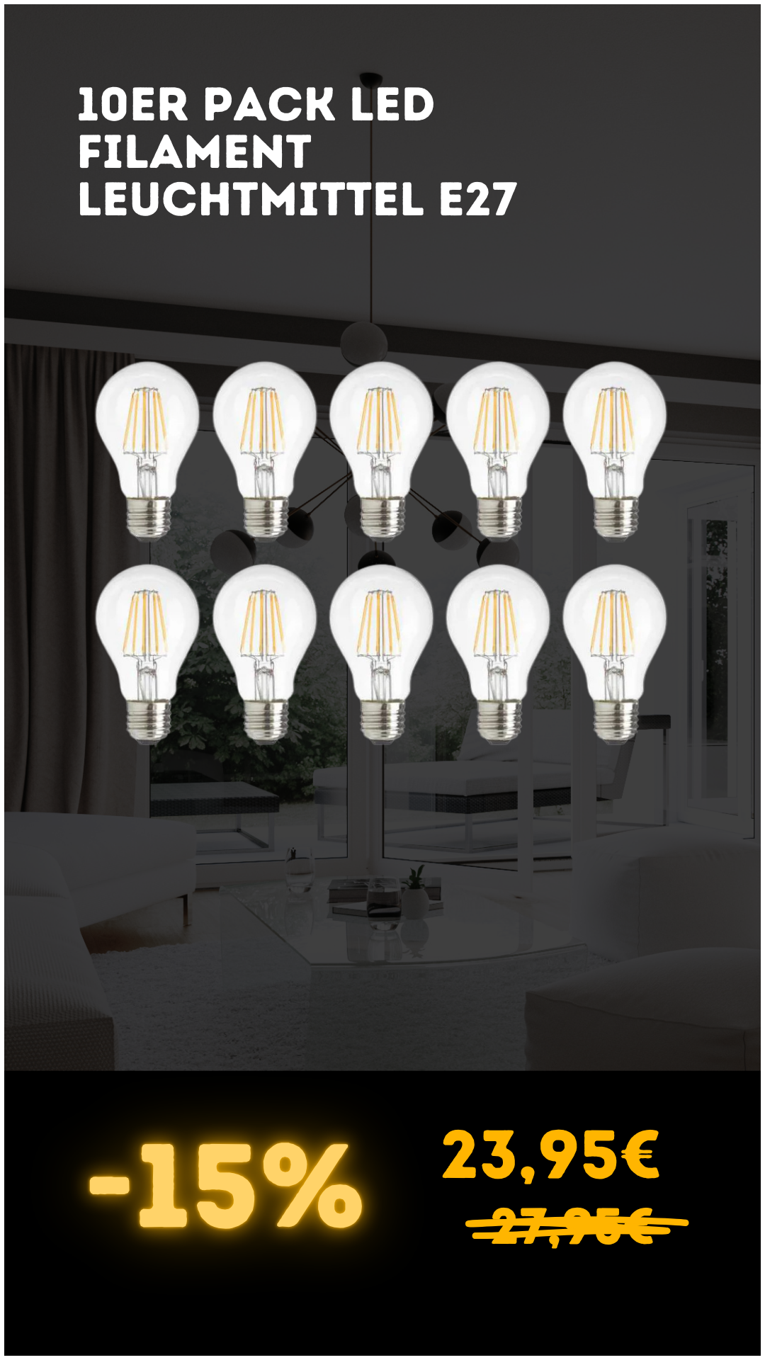 Filament Leuchtmittel E27 im 10er Pack