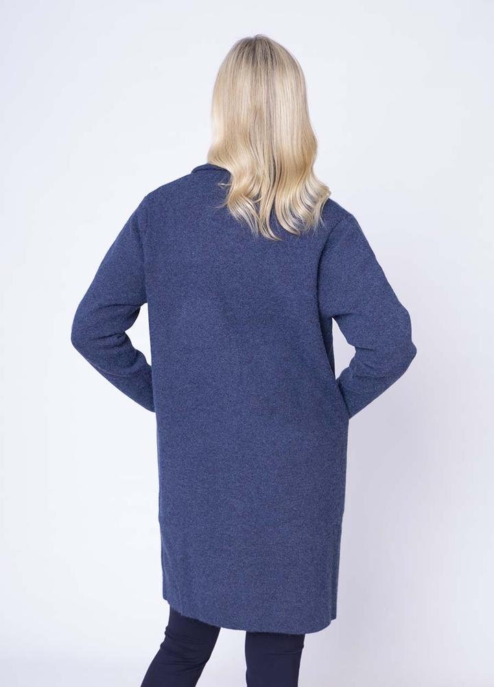 Revere Collar Coat Cardi in Blue