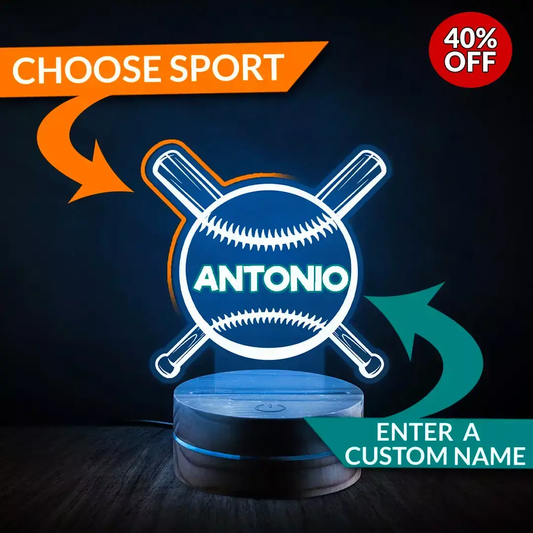 Personalized Sports Themed Night Light - Athlete's Gift Shop