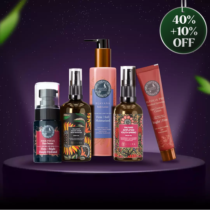 Bundle of 5: Firm Focus Face Serum, Balaayah, Blavana Body Lotion, Yauvari, Rufolia