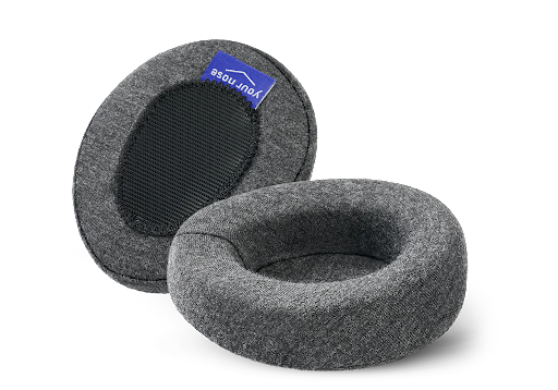 A pair of dark gray convex eye cups for a sleep mask.