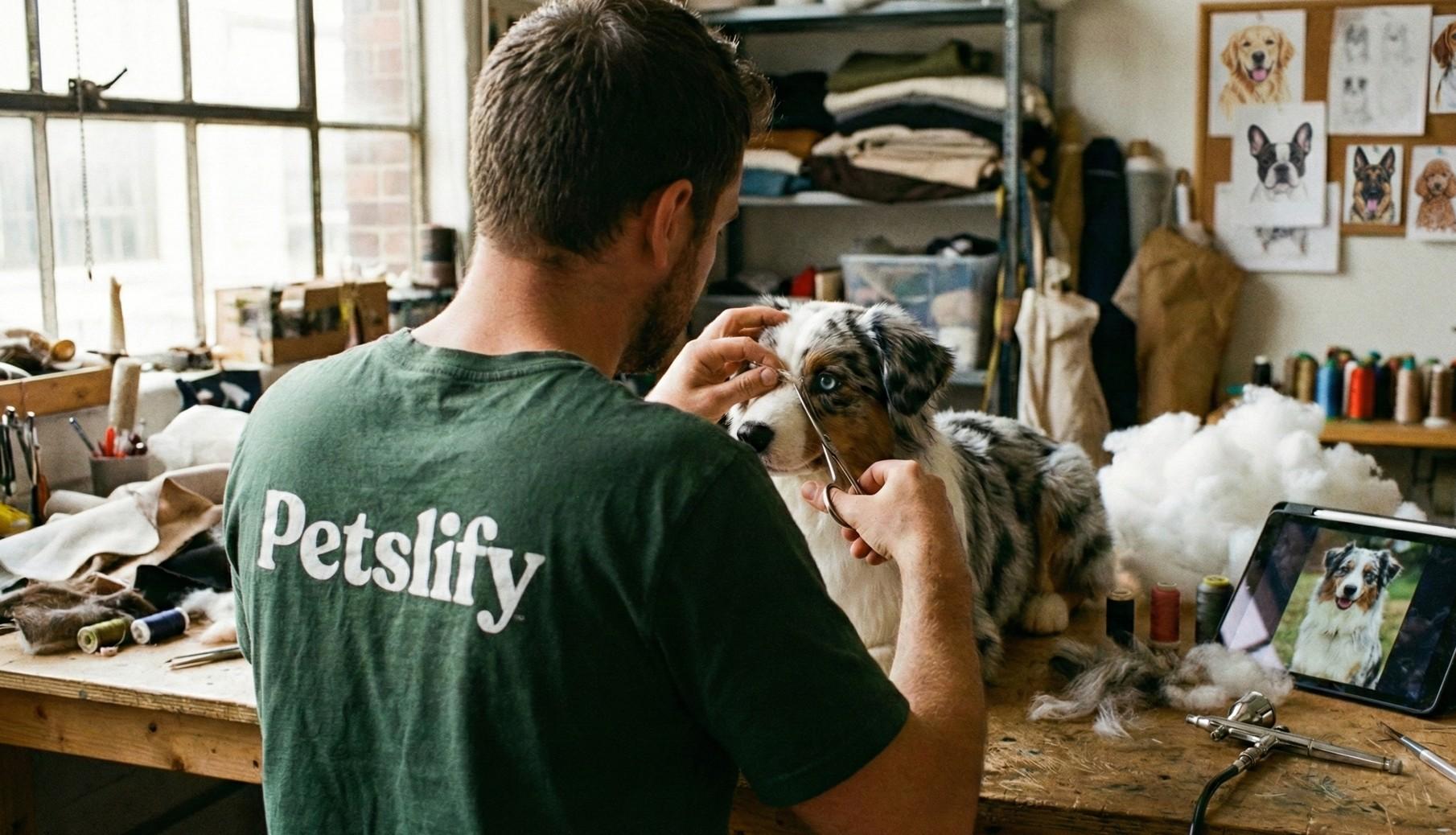 A Petslify artisan hand-crafting a custom pet plush