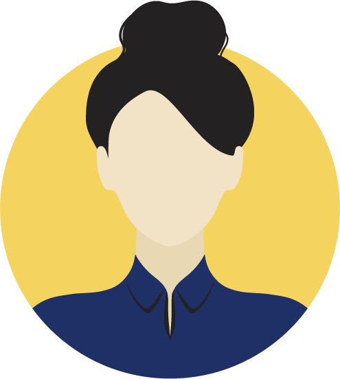 Avatar of a woman with black hair in a bun wearing a collared dark blue shirt.
