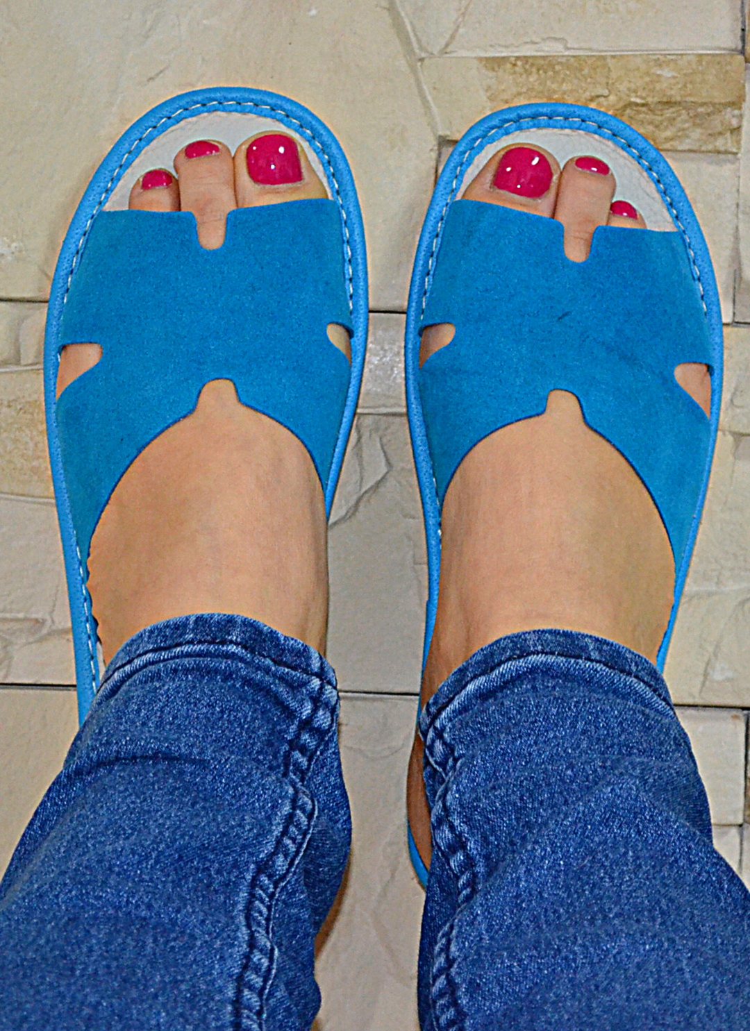 Lillian - polish house slippers - Reindeer Leather