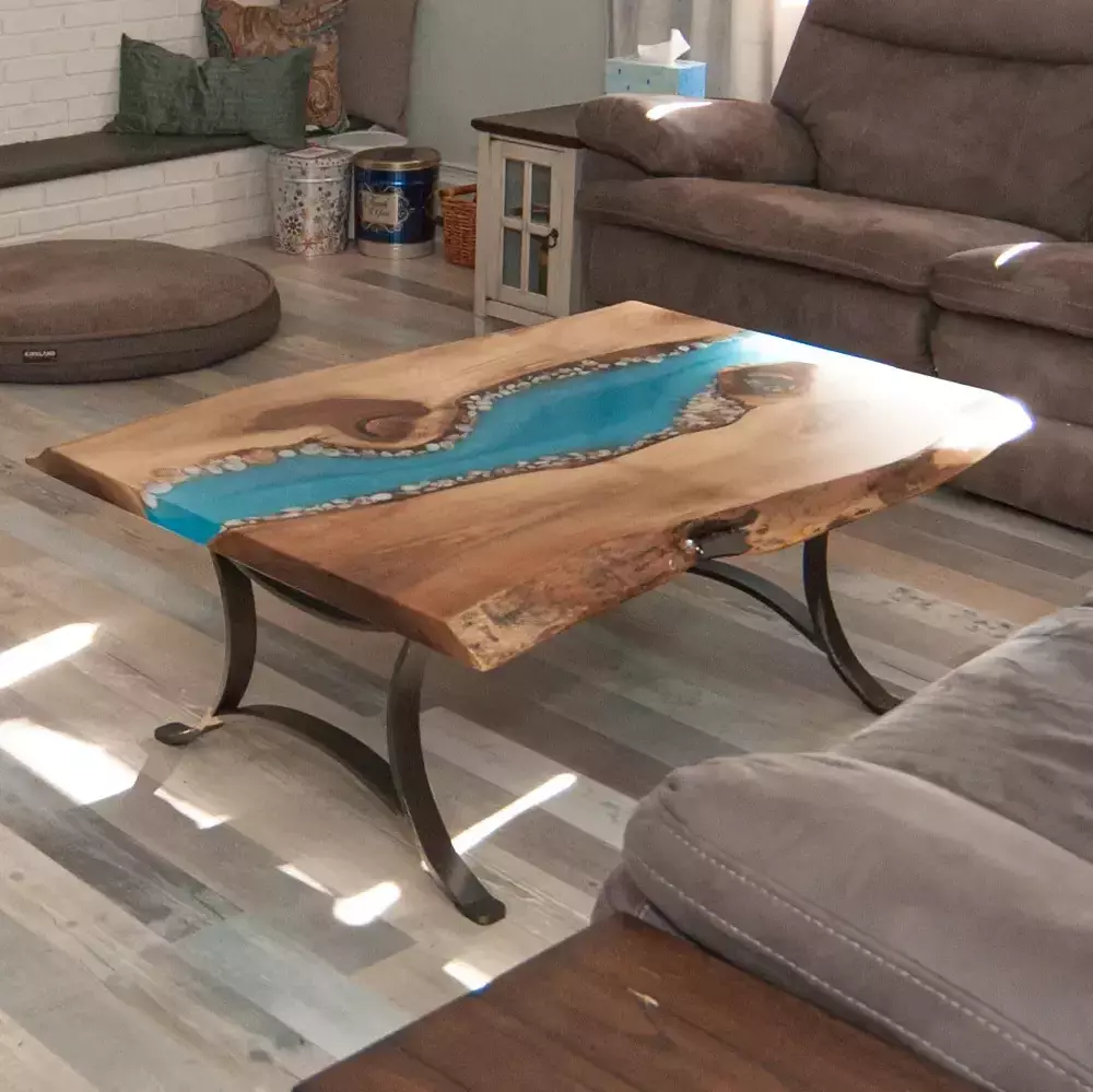 live edge epoxy river coffee table