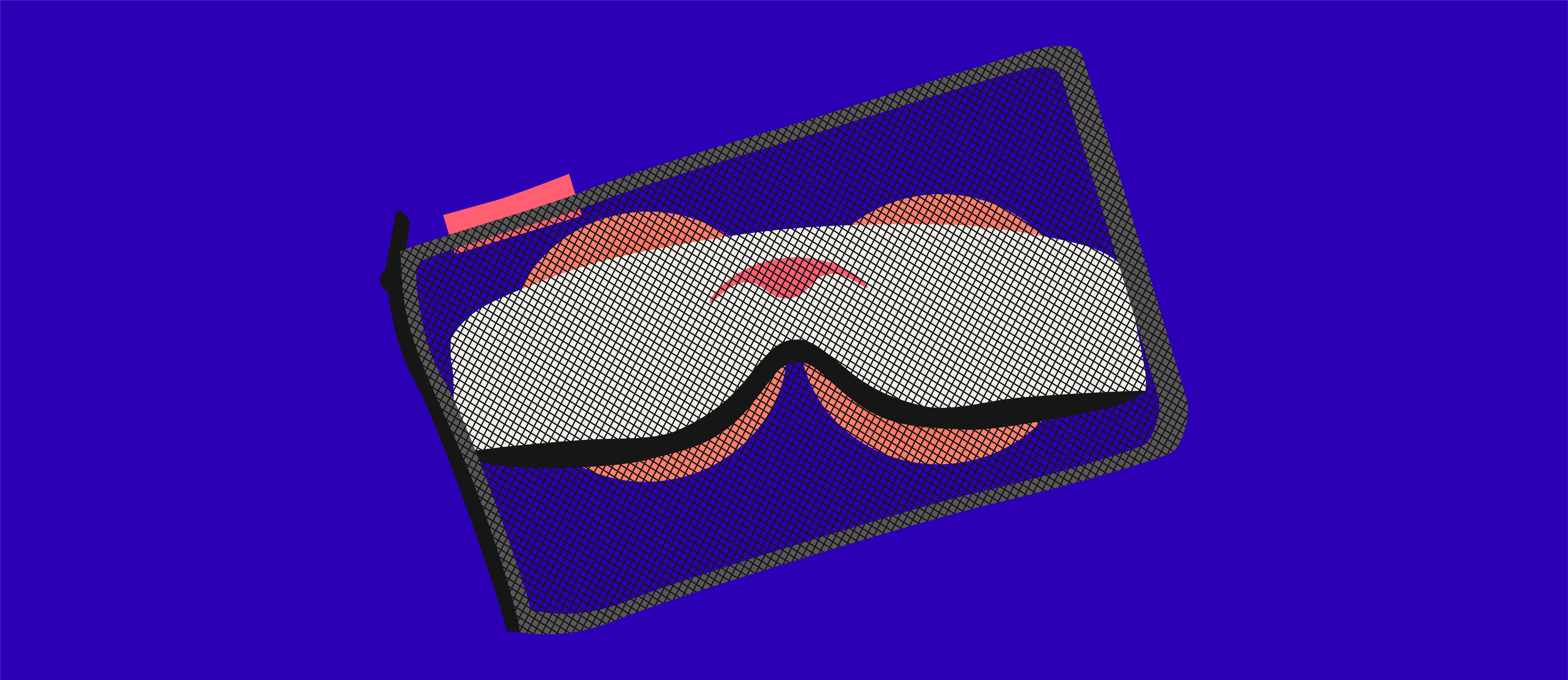 A steam eye mask with orange warming eye cups inside a black mesh laundry case.