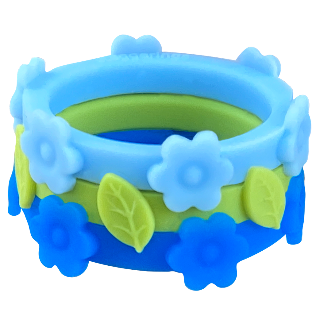 Forget Me Not Bundle with Sky Flower, Limon Leaf and Royal Blue Flower Silicone Rings