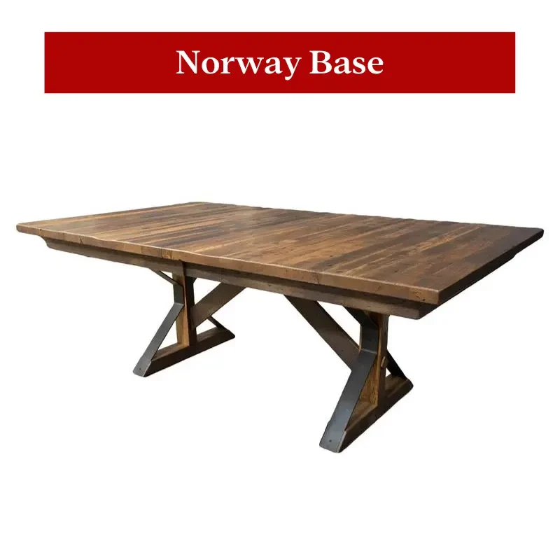 Norway Trestle Wood Base, Steel Accents