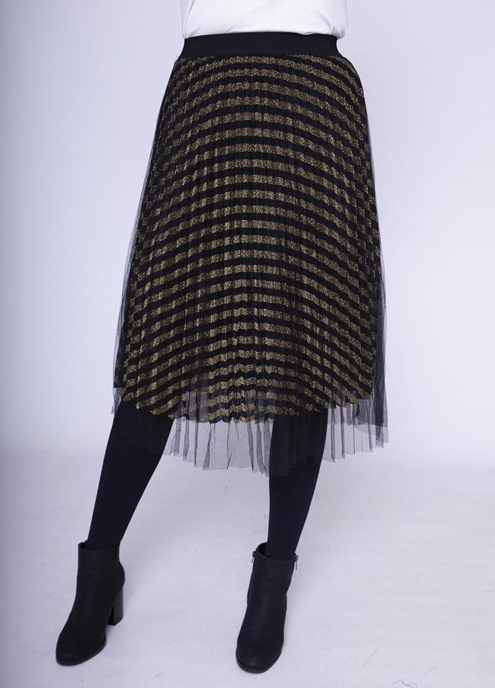 Overlay Net Skirt in Gold