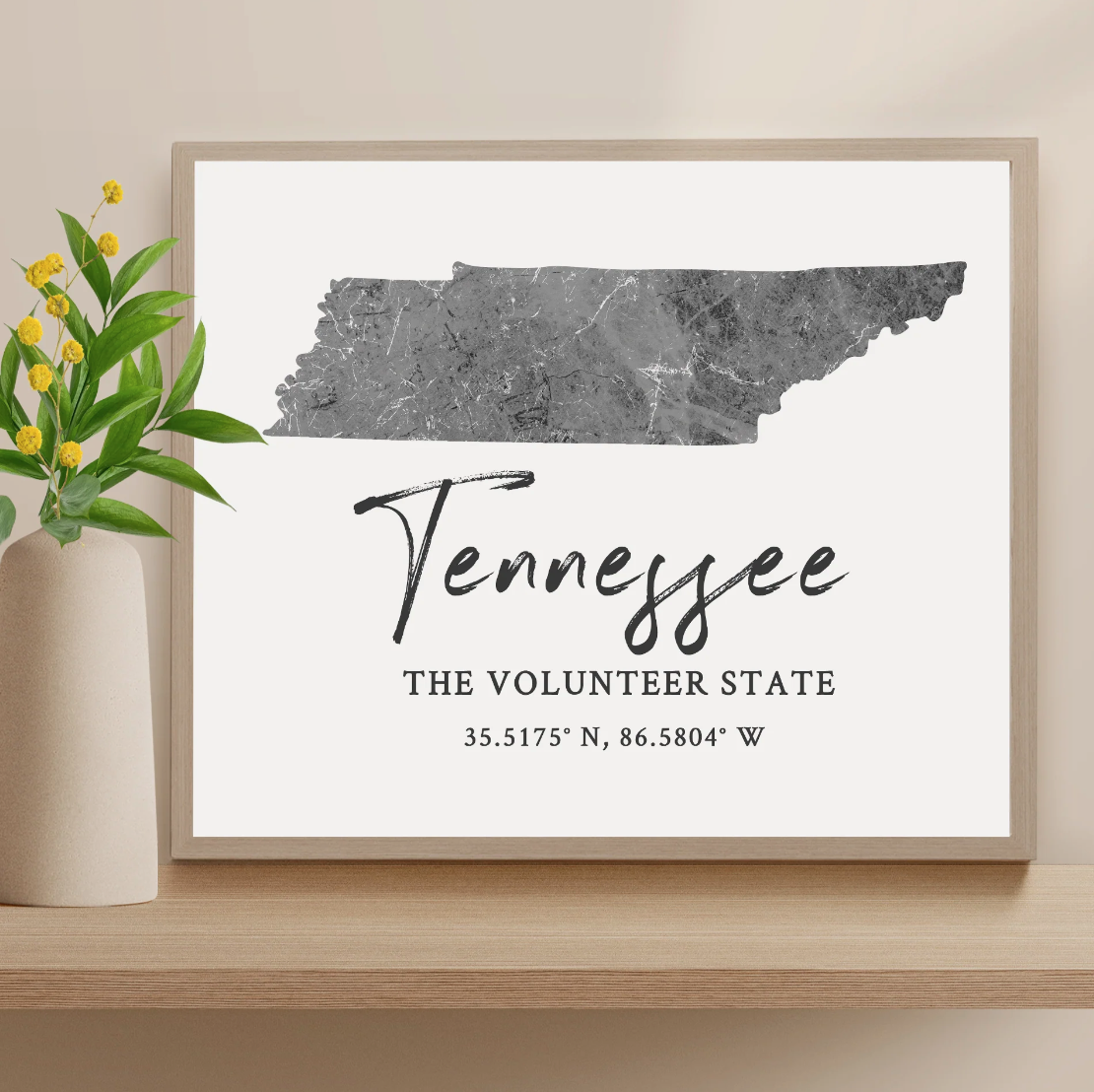Tennessee State Map Silhouette print