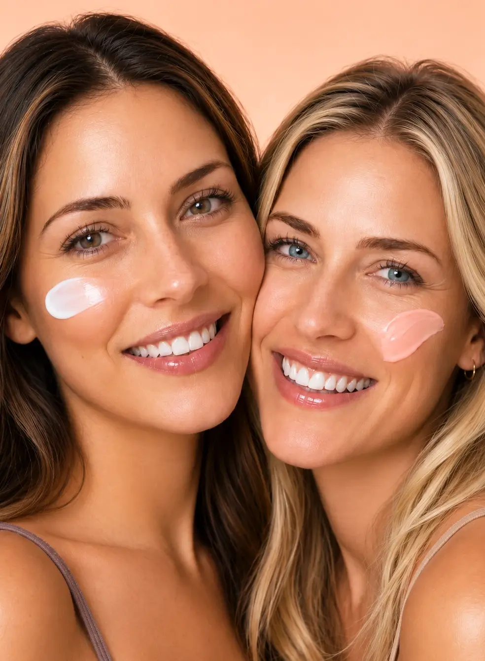 women with serum and cream on their face
