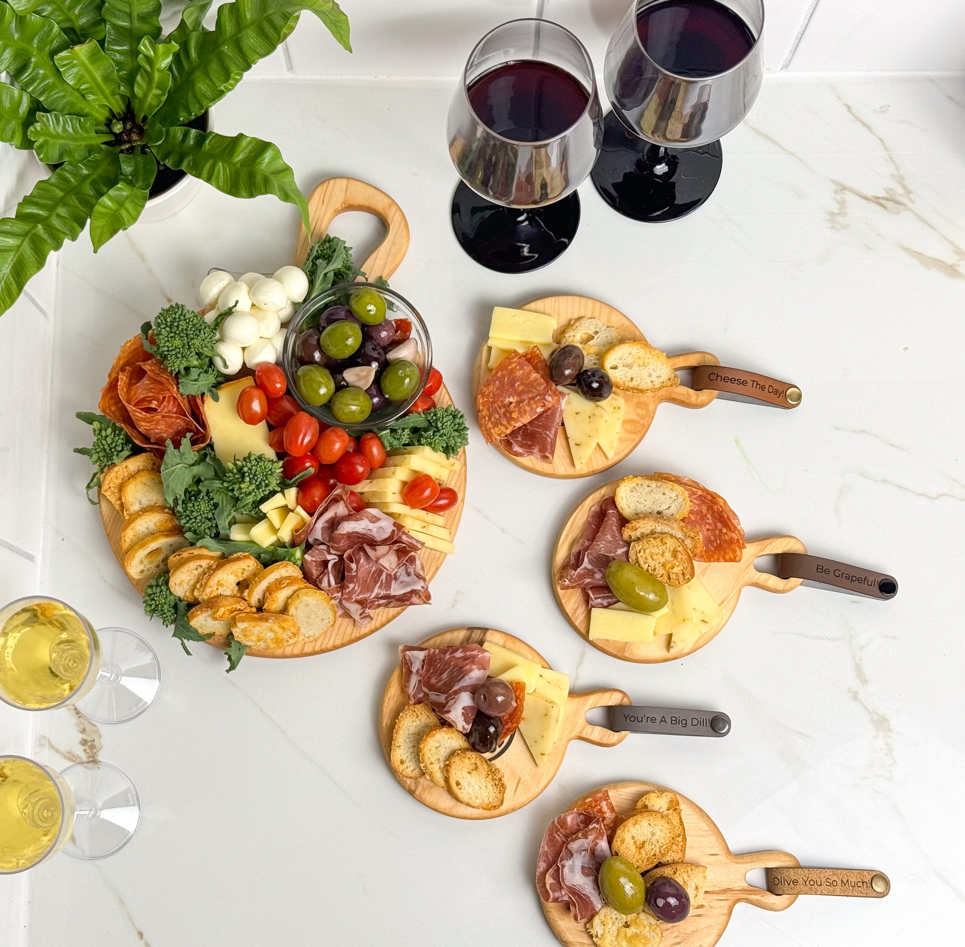 Charcuterie Board Set With Food and Wine
