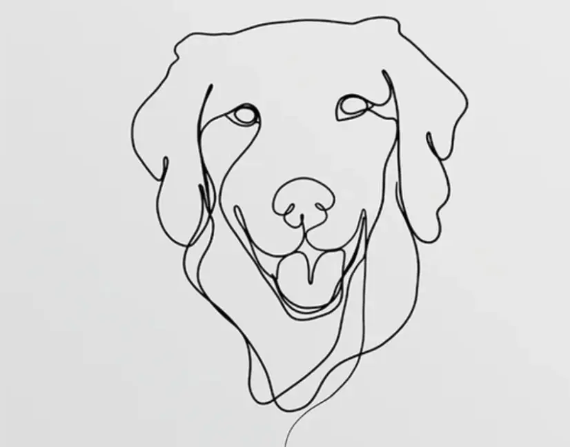 A playful dog drawing on a white background, showcasing its artistic talent in a whimsical style.