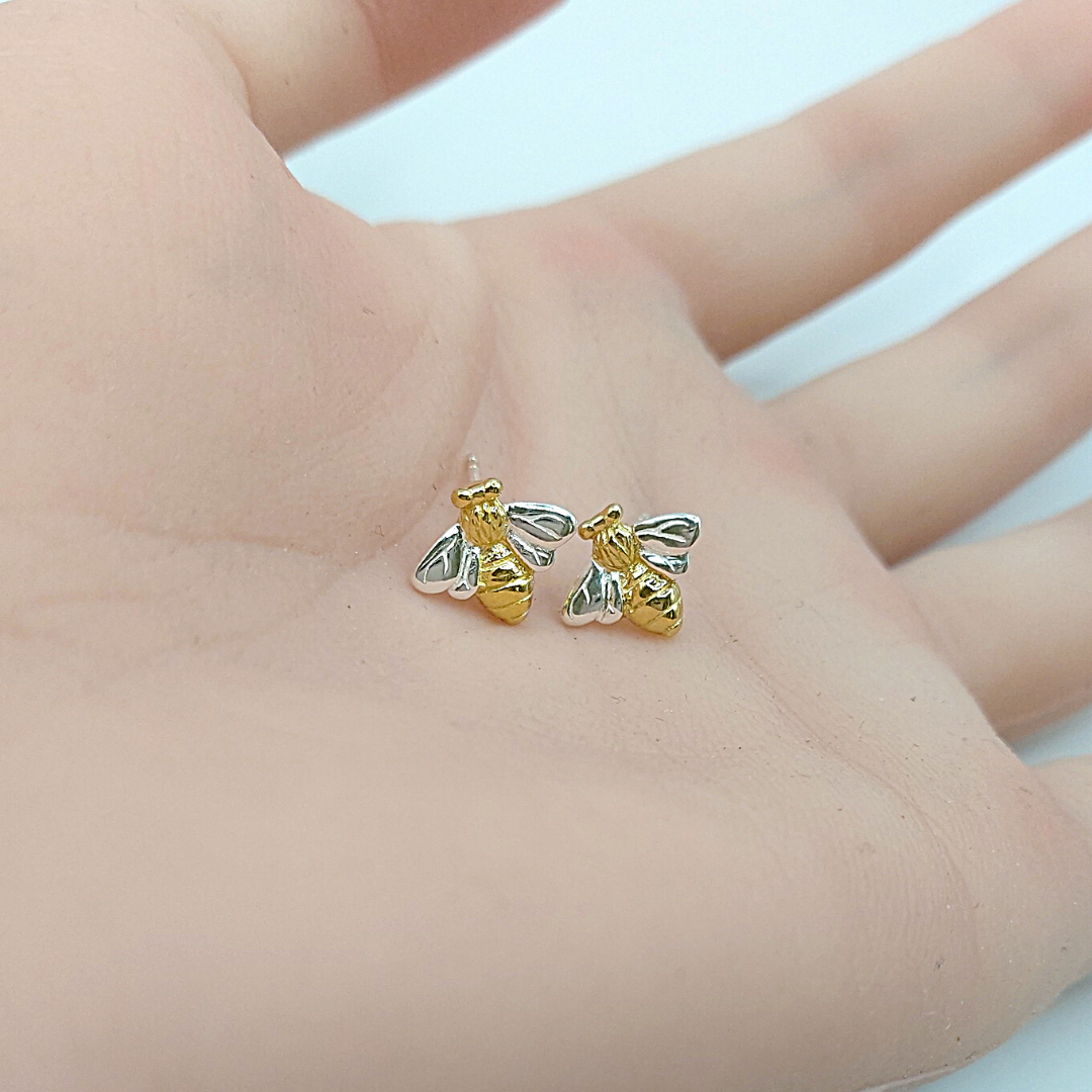 Silver & Gold Plated Bee Earrings