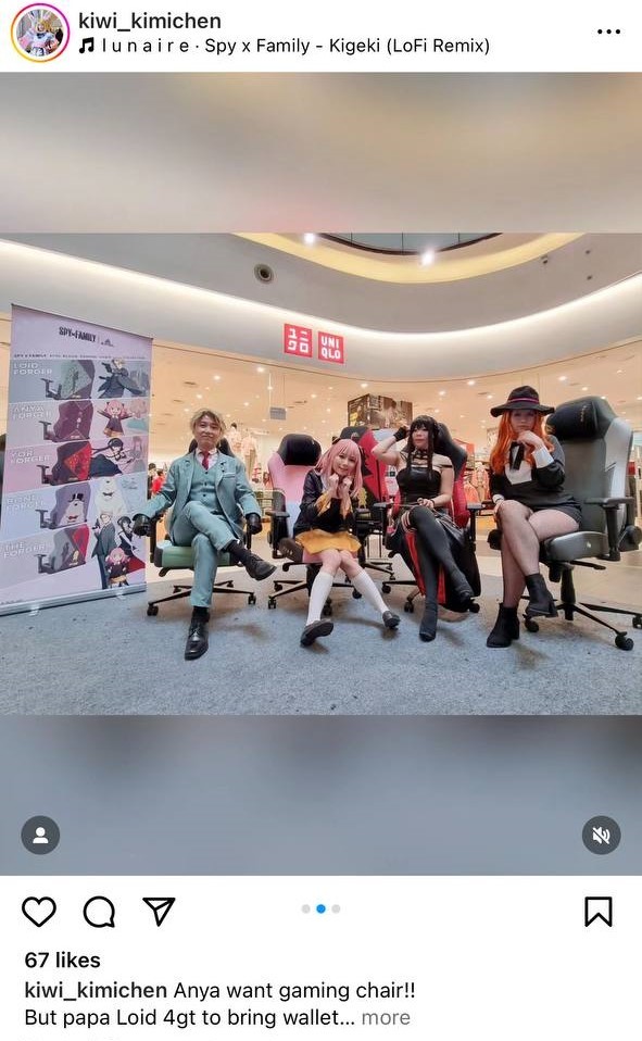 SPY x FAMILY Gaming chair in Singapore, Singapore cosplayers cosplaying and enjoying gaming chair